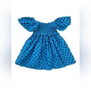 Tea Collection Size 3 Smocked Flutter Sleeve Polka Dot Dress in Mambo